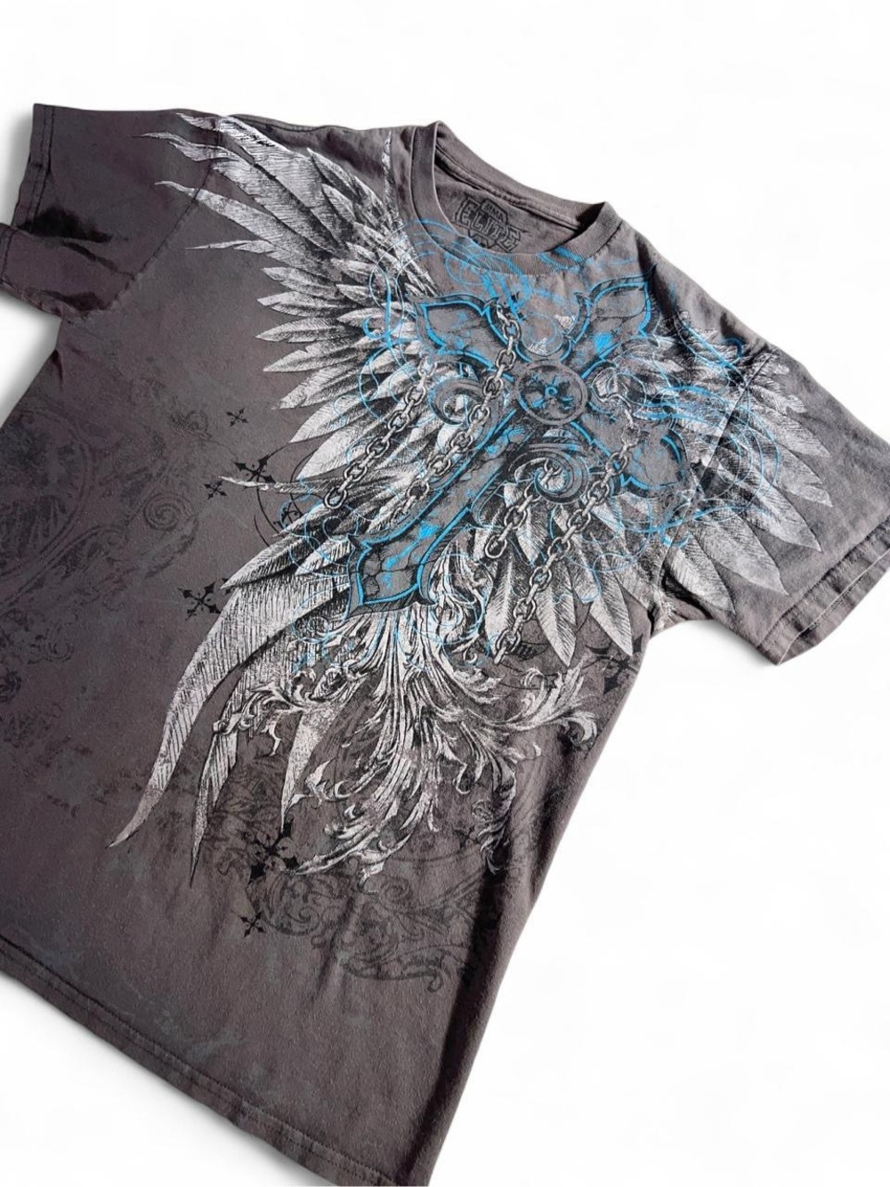 Vintage Y2K MMA Gothic Cross Wings Graphic T-Shirt Emo Grunge Skater Streetwear